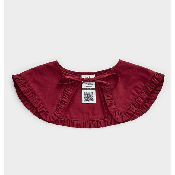 Burgundy Pierrot-style 100% organic cotton collar NWT - Picture 1 of 9
